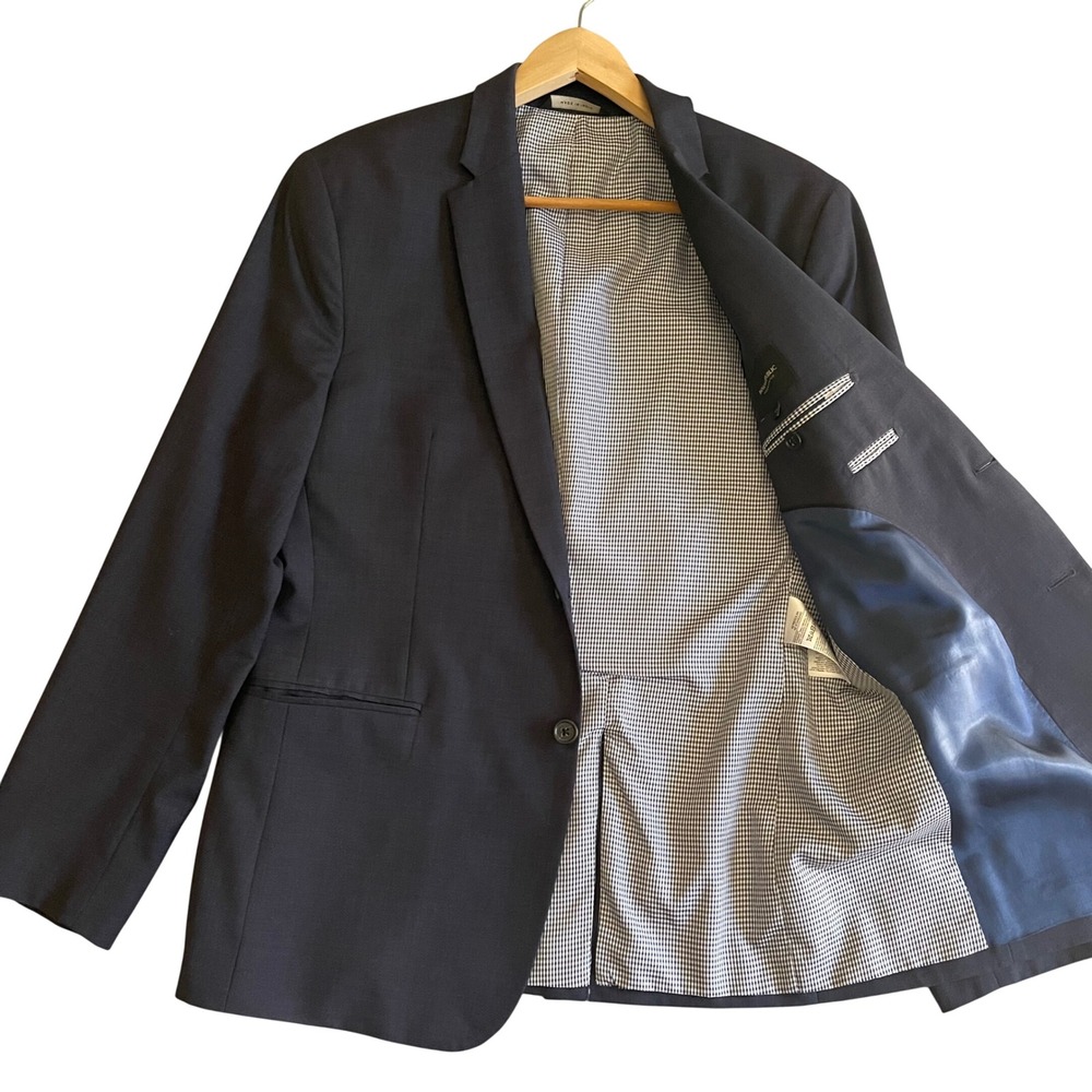 Banana Republic Blazer Mens Wool 42R Navy Blue Modern Slim Fit Italian Fabric